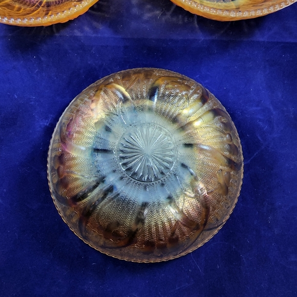 Lot of 3 Jeannette Iris Iridescent Depression Carnival Glass Beaded Berr… - Picture 4 of 5